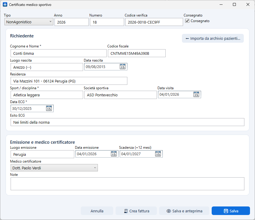 Compilazione certificato GeCMeS